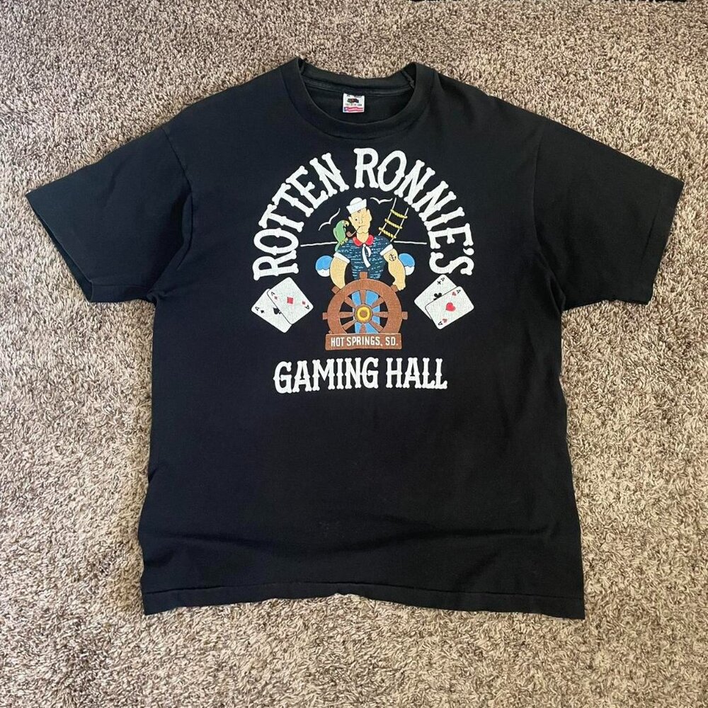 90s FOTL Rotten Ronnie’s T-Shirt Vintage Black XL Retro Grunge Graphic Tee